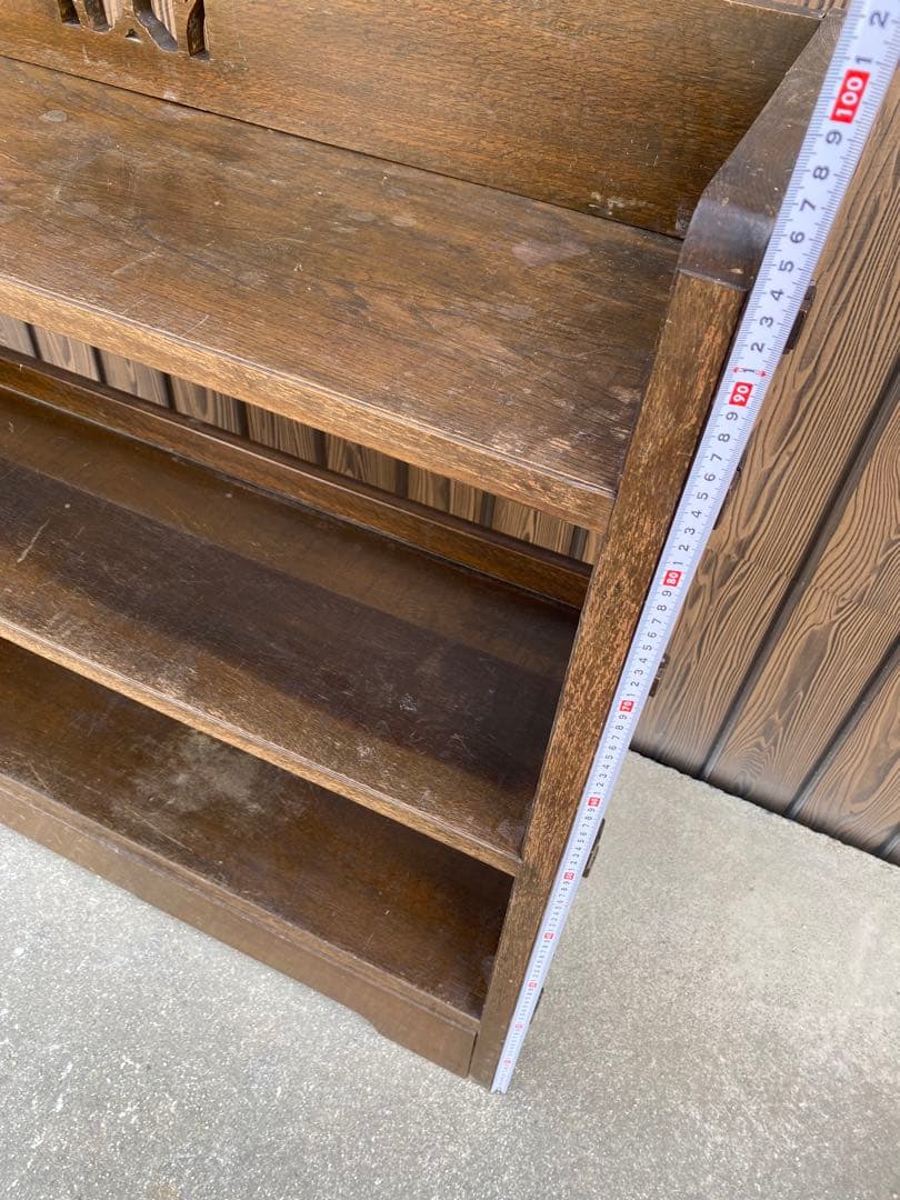 木製本棚　くさび棚　古家具　アンティーク　古道具　引き出し　シェルフ　棚　レトロ