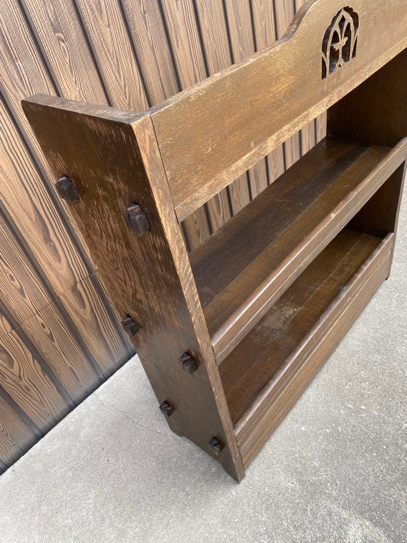 木製本棚　くさび棚　古家具　アンティーク　古道具　引き出し　シェルフ　棚　レトロ