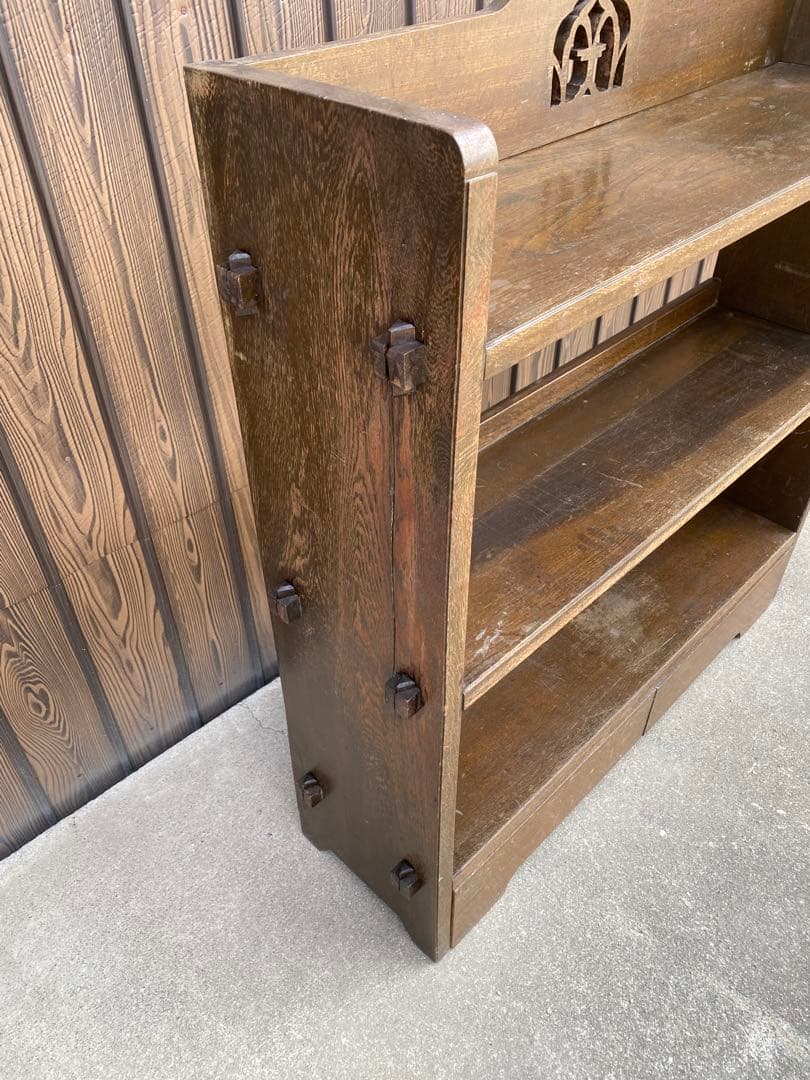 木製本棚　くさび棚　古家具　アンティーク　古道具　引き出し　シェルフ　棚　レトロ