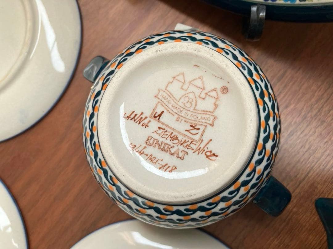 ポーランド食器セット 激レア柄 花柄 大皿カップ3シュガーポットミルクピッチャー