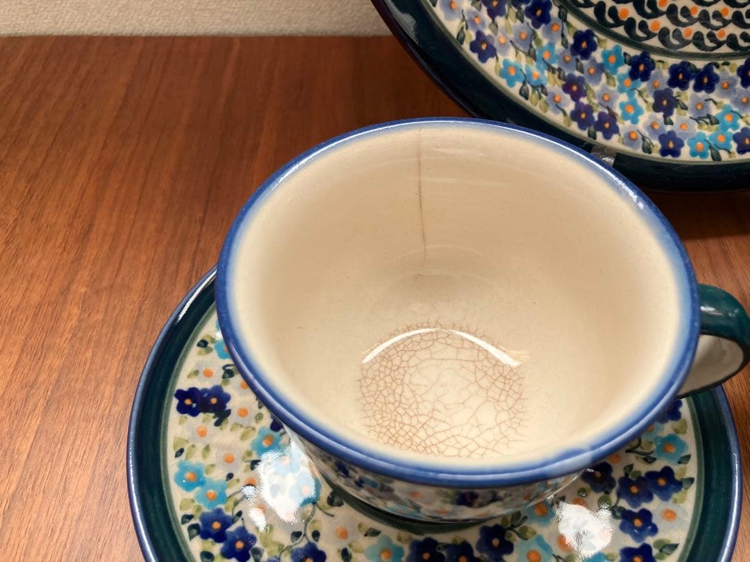 ポーランド食器セット 激レア柄 花柄 大皿カップ3シュガーポットミルクピッチャー