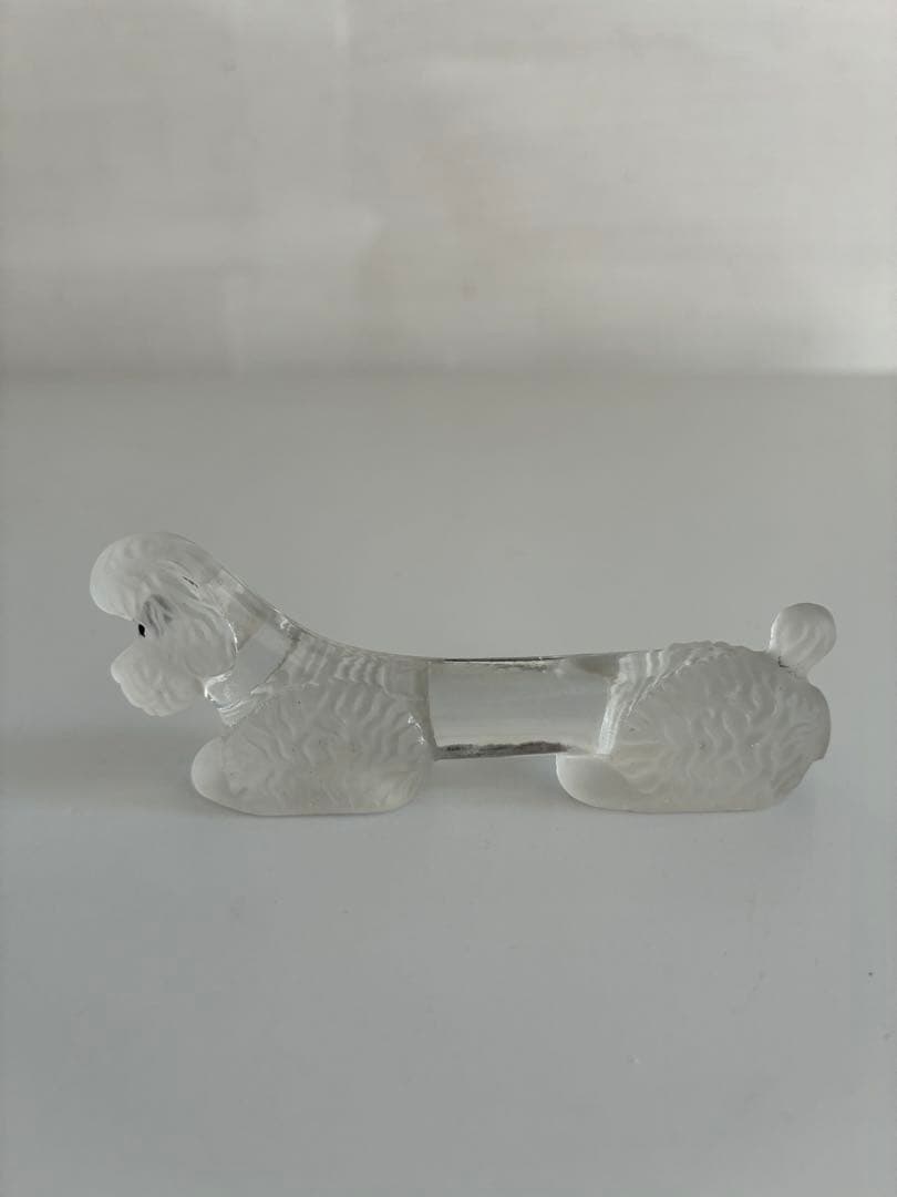 フランス アンティーク　硝子製　プードル形　カトラリーレスト　4個セット