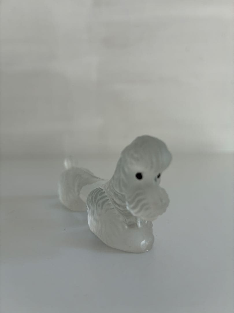 フランス アンティーク　硝子製　プードル形　カトラリーレスト　4個セット