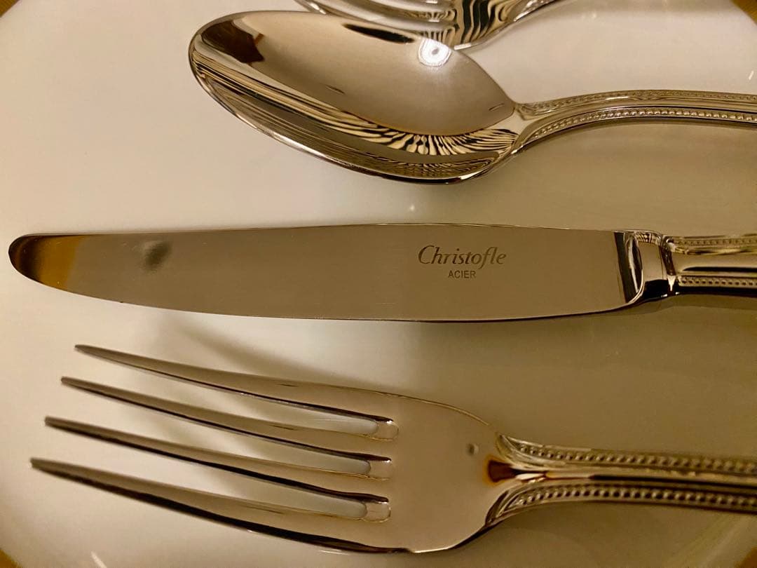 【ラス1☆お手入れ楽々☆ステンレス製】クリストフル パール カトラリーセット