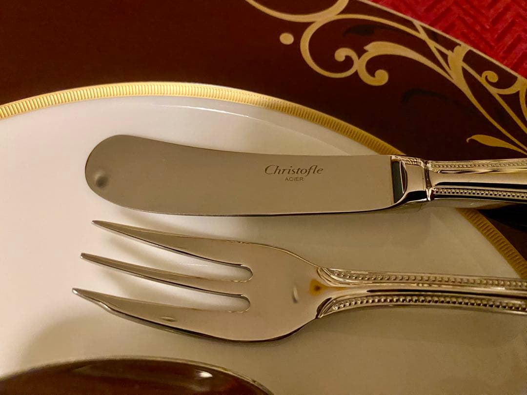 【ラス1☆お手入れ楽々☆ステンレス製】クリストフル パール カトラリーセット