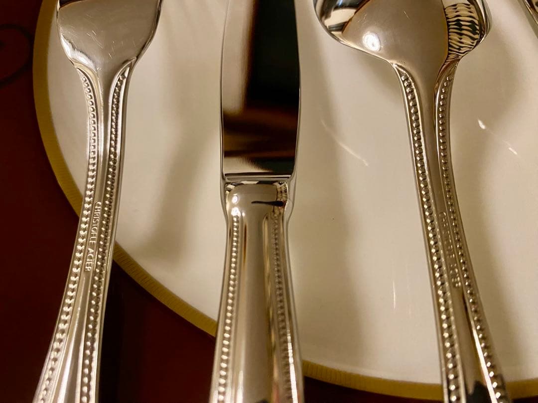 【ラス1☆お手入れ楽々☆ステンレス製】クリストフル パール カトラリーセット