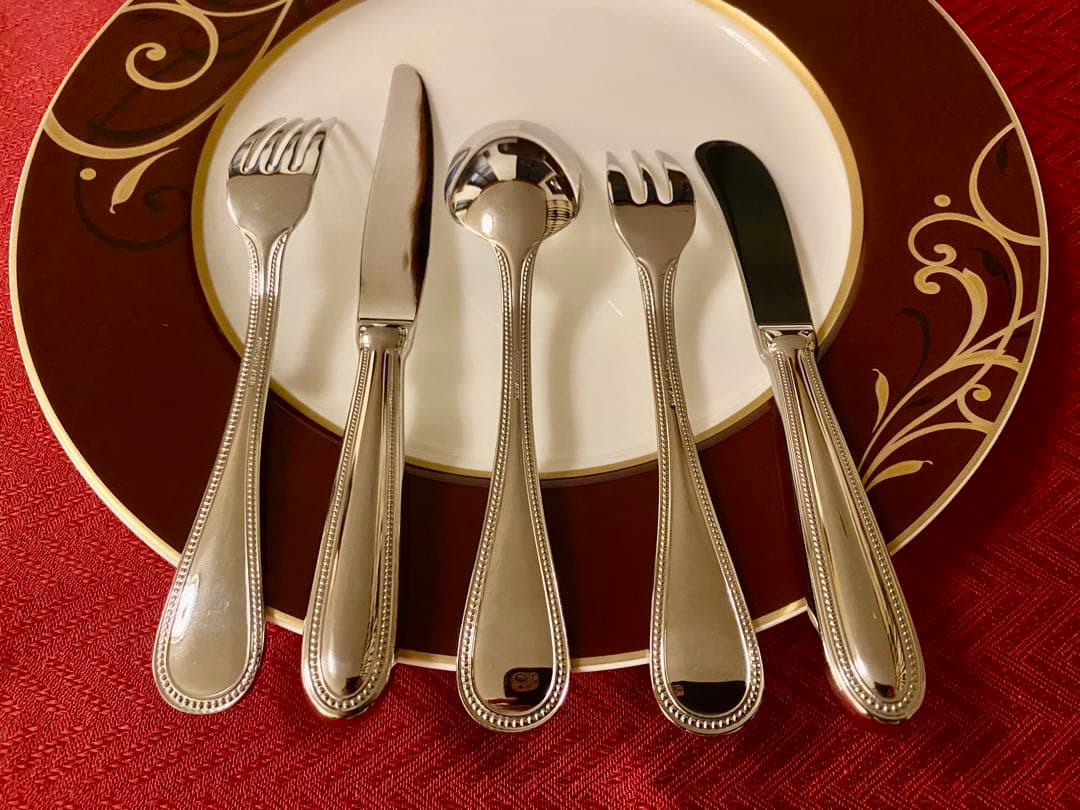 【ラス1☆お手入れ楽々☆ステンレス製】クリストフル パール カトラリーセット