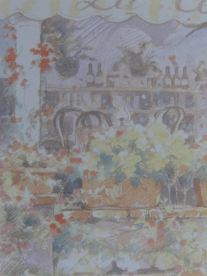 笹倉鉄平、【鉢植えのテラス】、希少な額装用画集より、状態良好、新品