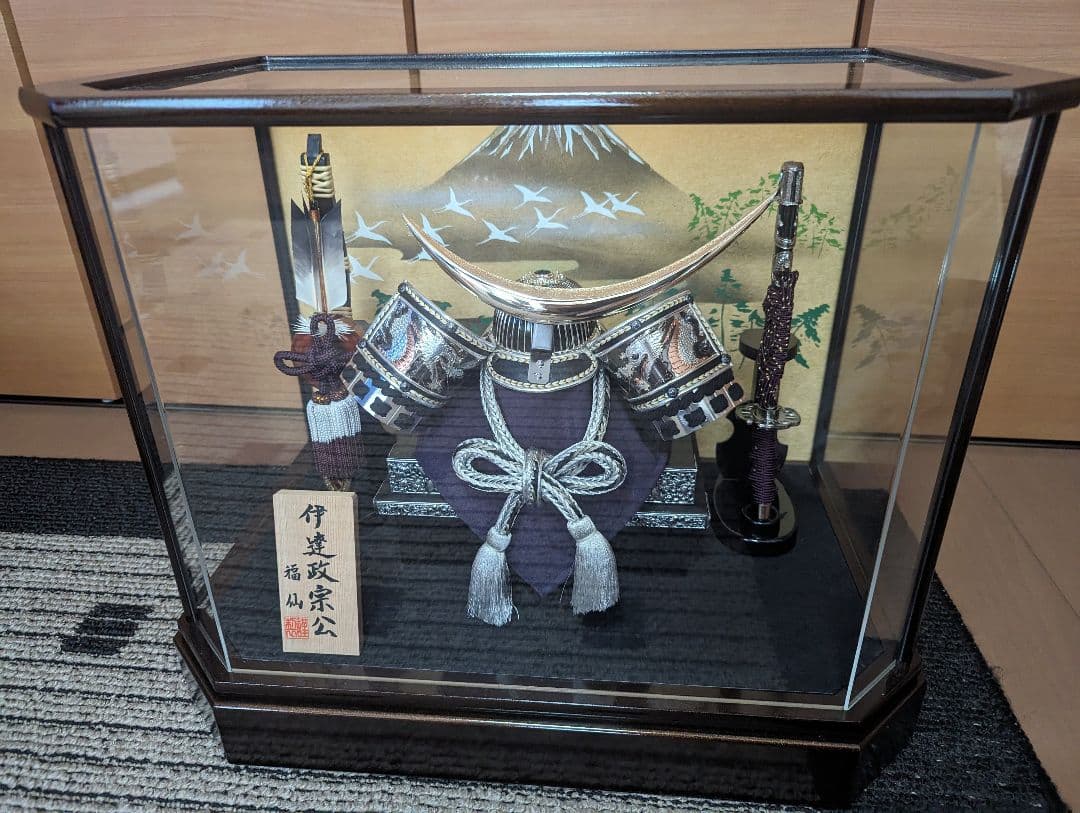 五月人形 兜 六角伊達銀兜(黒) 福仙