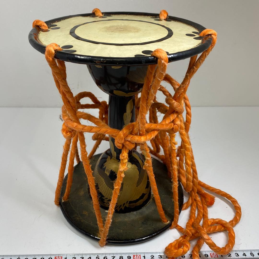 時代　鳳凰蒔絵　小鼓　高さ26.6㎝　トニヒ　東な7-0312☆2F