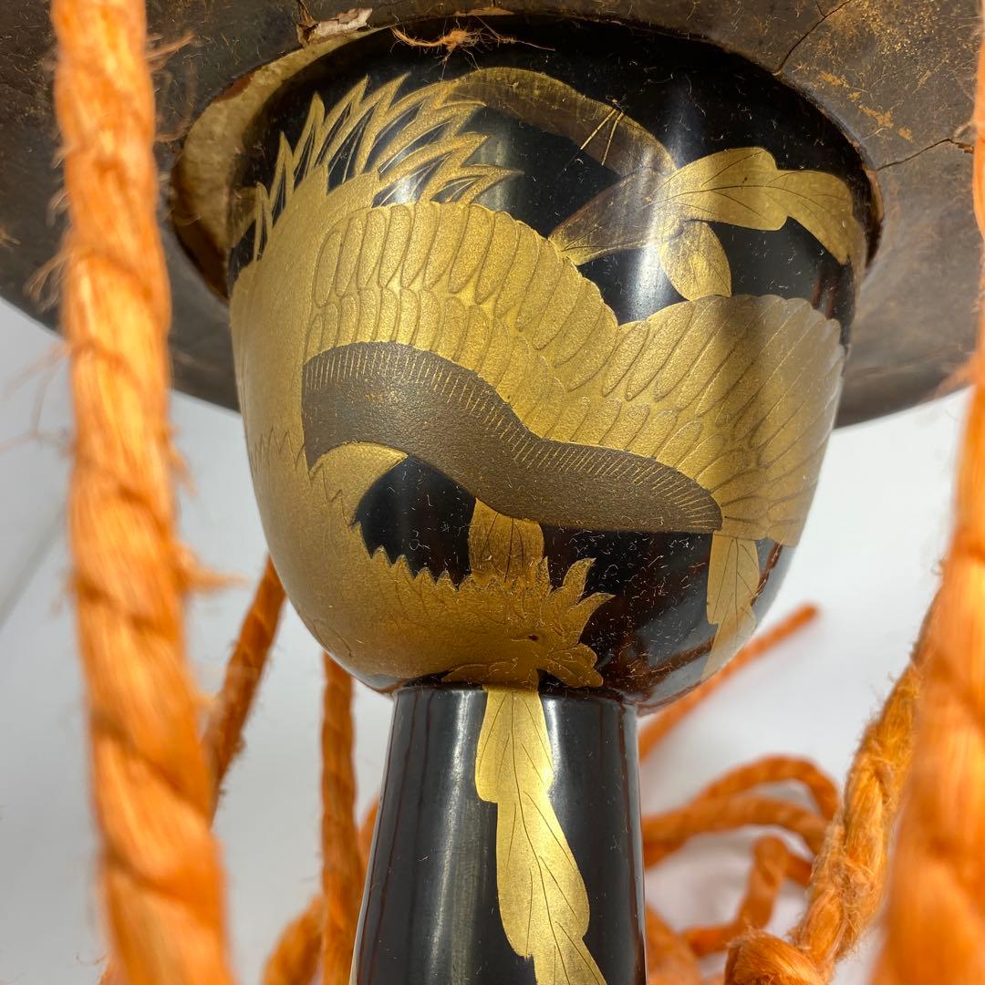 時代　鳳凰蒔絵　小鼓　高さ26.6㎝　トニヒ　東な7-0312☆2F