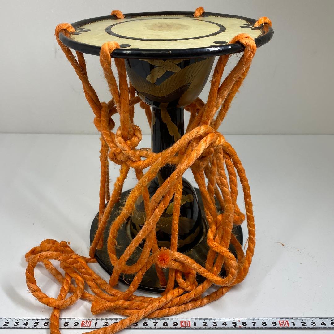 時代　鳳凰蒔絵　小鼓　高さ26.6㎝　トニヒ　東な7-0312☆2F