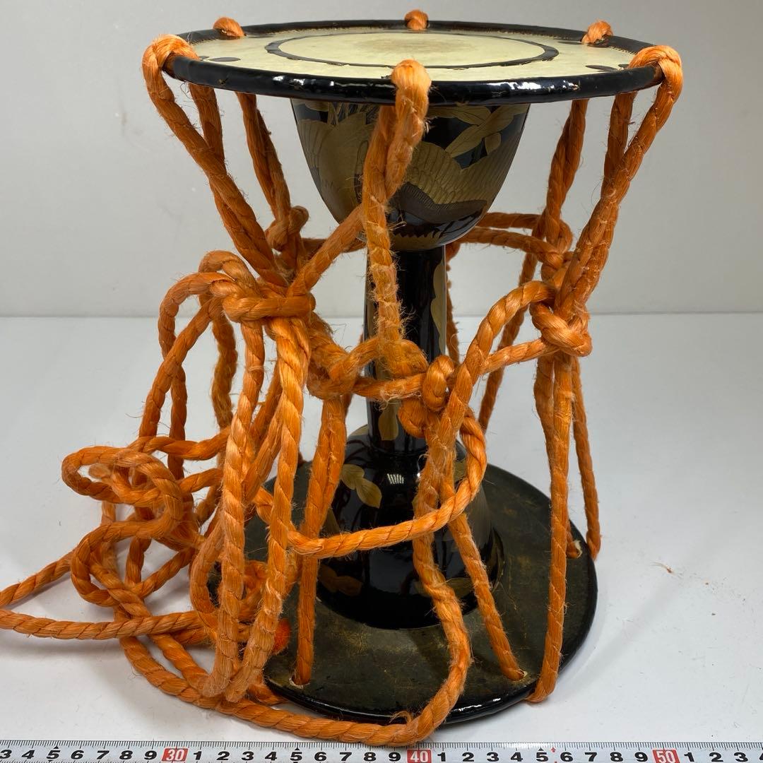 時代　鳳凰蒔絵　小鼓　高さ26.6㎝　トニヒ　東な7-0312☆2F