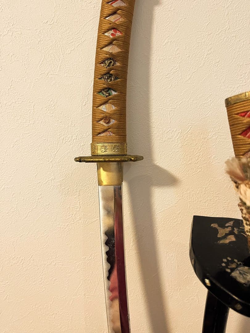 【希少】刀掛け 太刀掛け　螺鈿　一本掛け　模造刀　武具