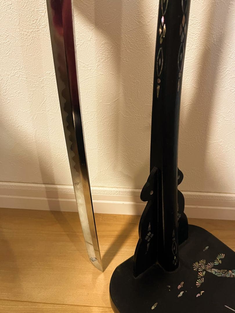 【希少】刀掛け 太刀掛け　螺鈿　一本掛け　模造刀　武具