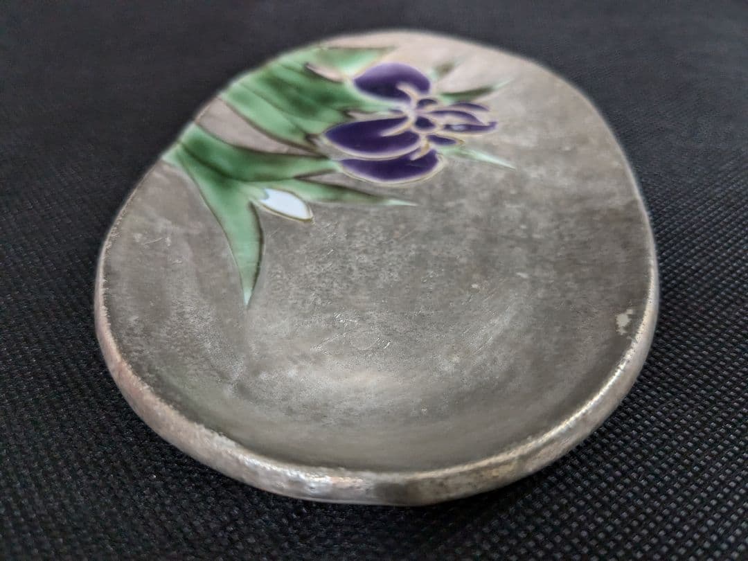 陶あん 清水焼 京焼 色絵付け 銀彩小皿 5枚セット