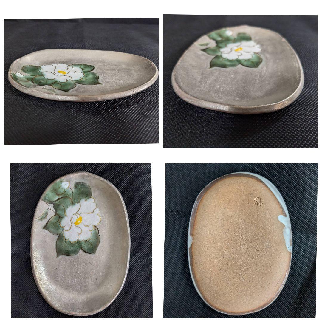 陶あん 清水焼 京焼 色絵付け 銀彩小皿 5枚セット