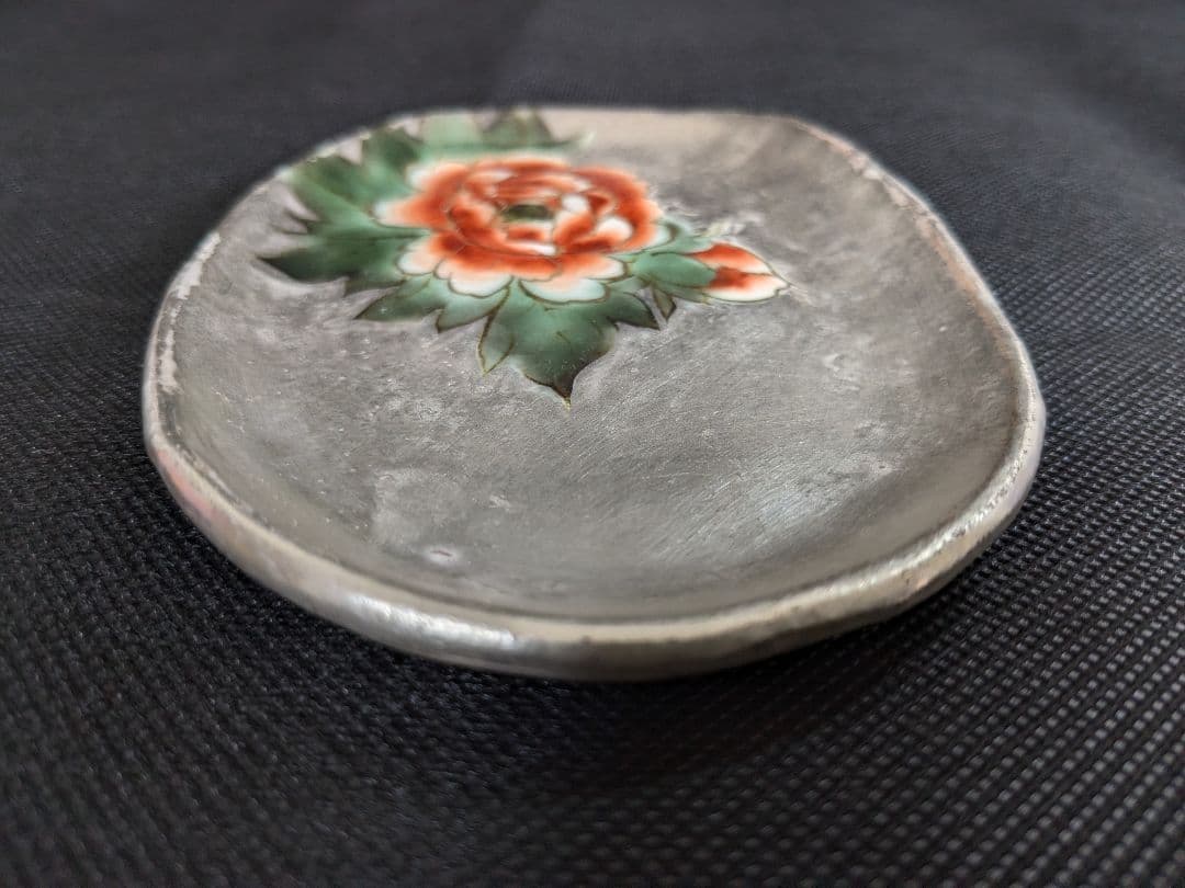 陶あん 清水焼 京焼 色絵付け 銀彩小皿 5枚セット