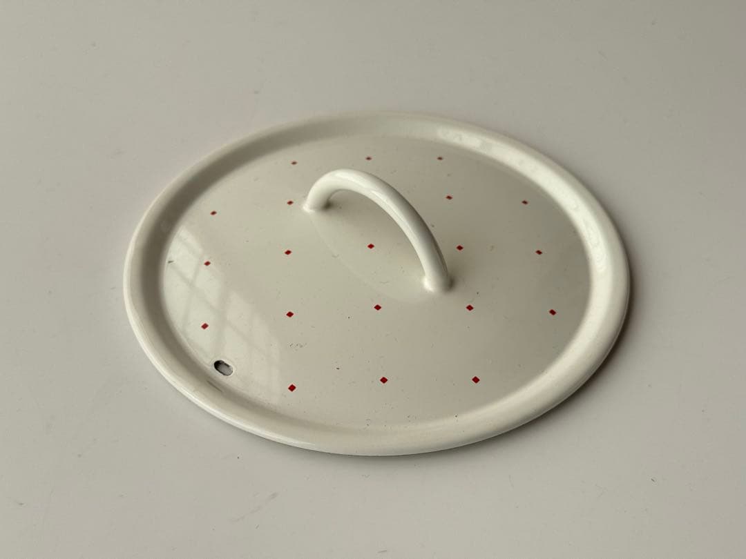 昭和レトロ EJIRY ホーロー 寸胴 鍋 白 ドット タンク