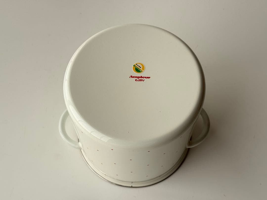 昭和レトロ EJIRY ホーロー 寸胴 鍋 白 ドット タンク