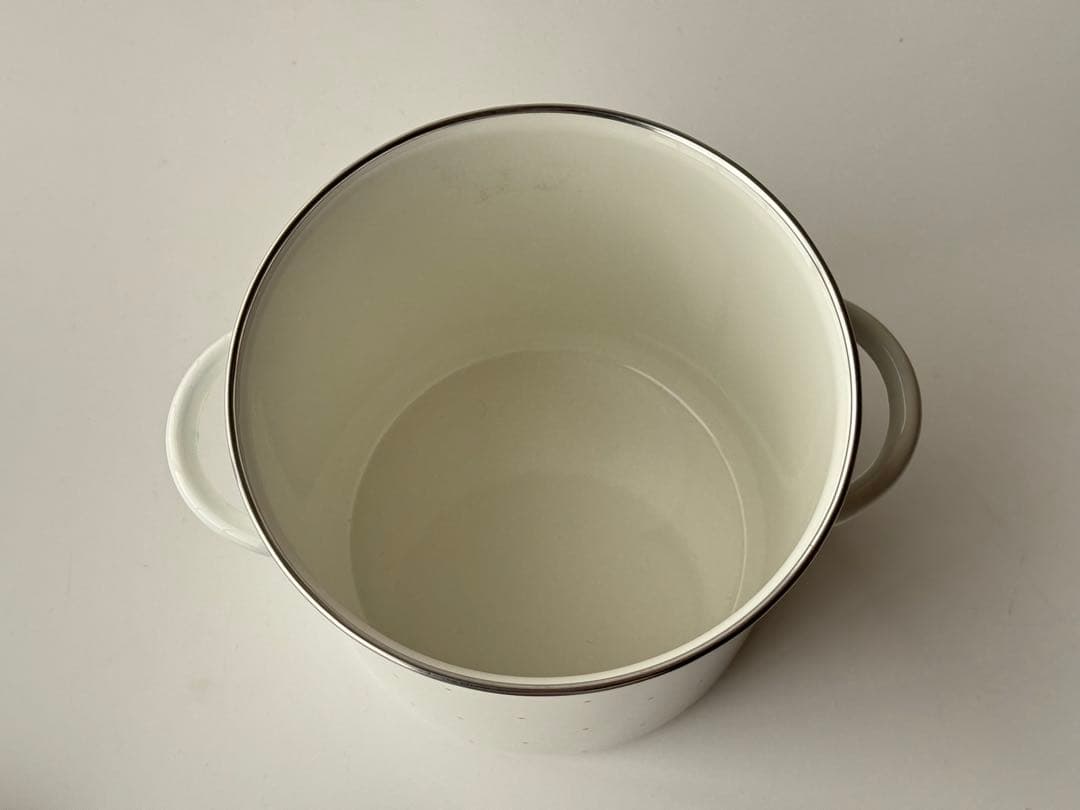 昭和レトロ EJIRY ホーロー 寸胴 鍋 白 ドット タンク