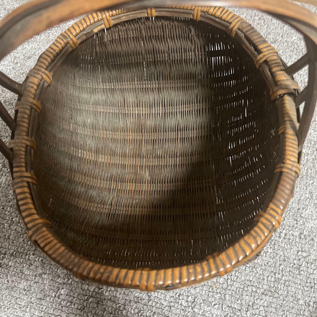 江戸時代　竹かご　バンブーバスケット　竹籠　アジアン雑貨　和風アンティーク レア