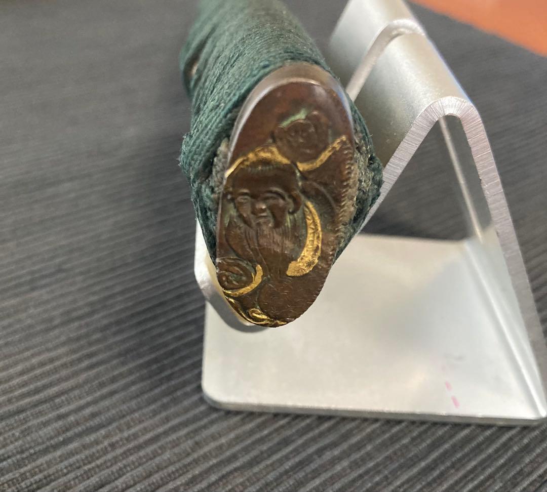 刀装具　大刀用柄前　柳生傘透かし鉄鍔　葵図目貫(江戸時代)