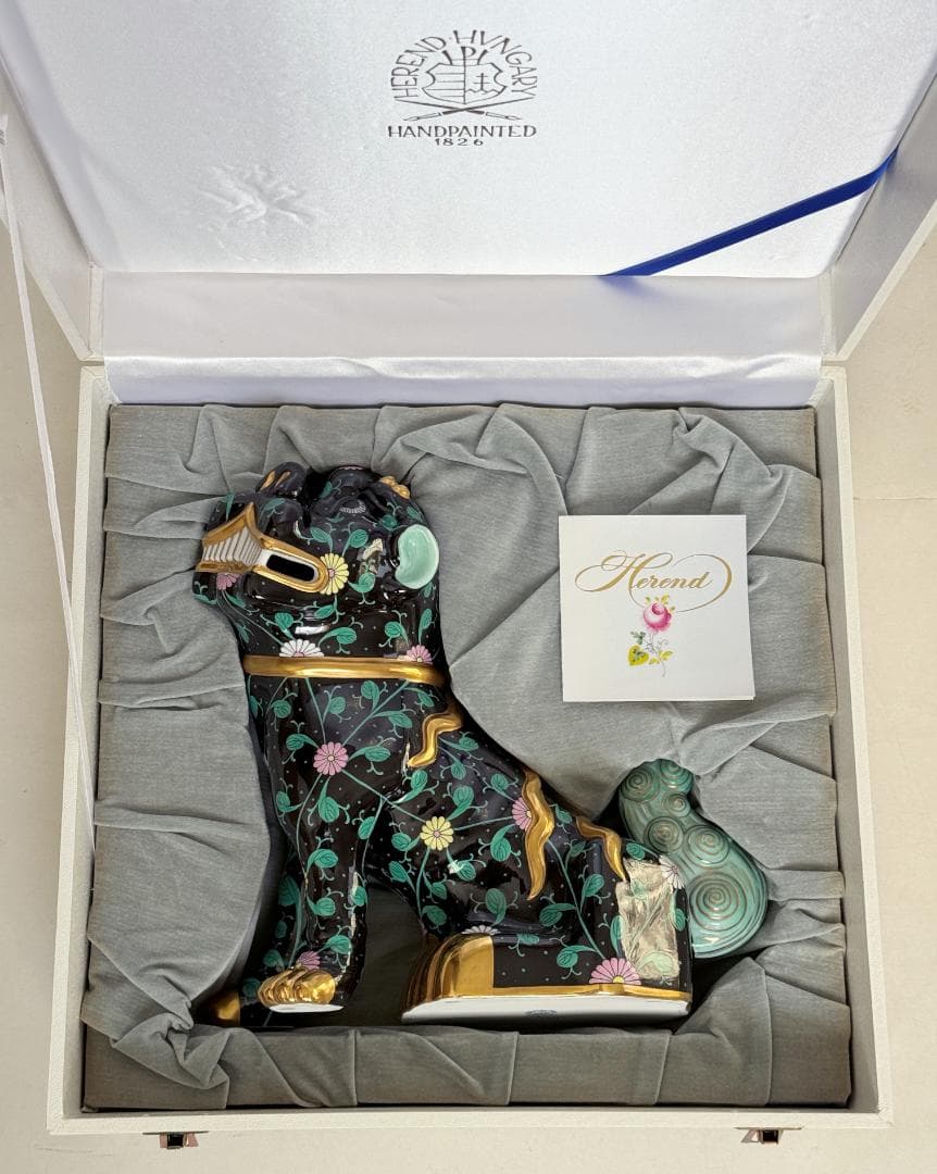 のり様用 ヘレンド 大型25cm 狛犬（L) シノワズリ マスターぺインター作品