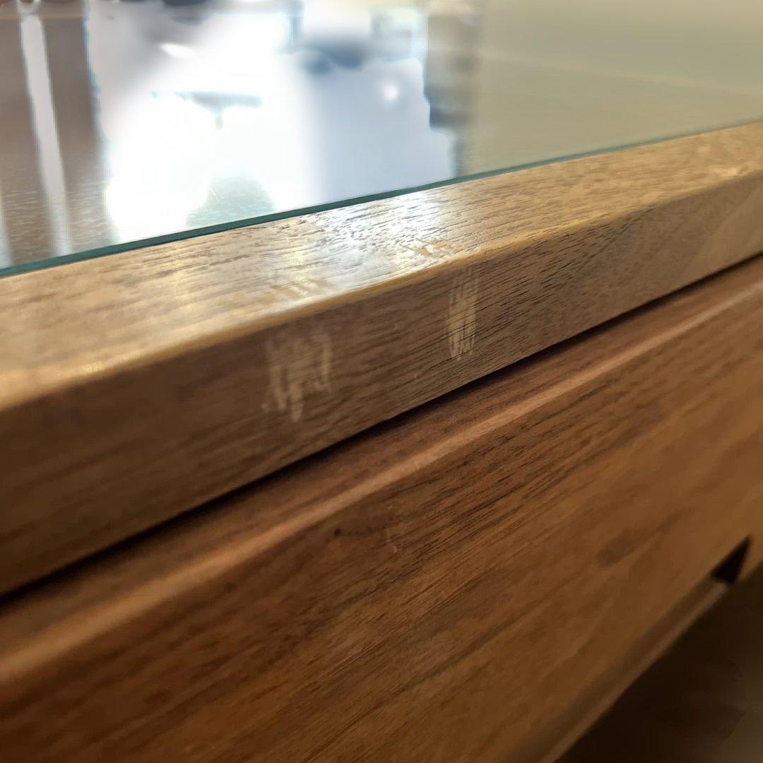 マスターウォール　センターテーブル ローテーブル　ガラス天板 引き出し付き