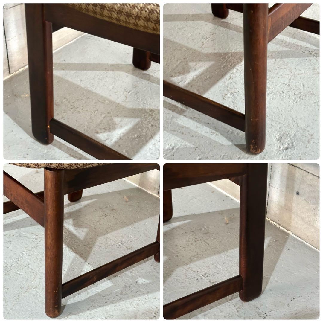 ✿70s✿ 昭和レトロ カリモク ヴィンテージチェア ファブリック 千鳥格