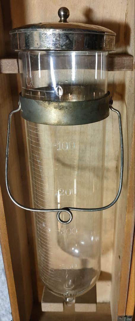 レトロ✩点滴ガラス容器・針入れ・木製ケース付き