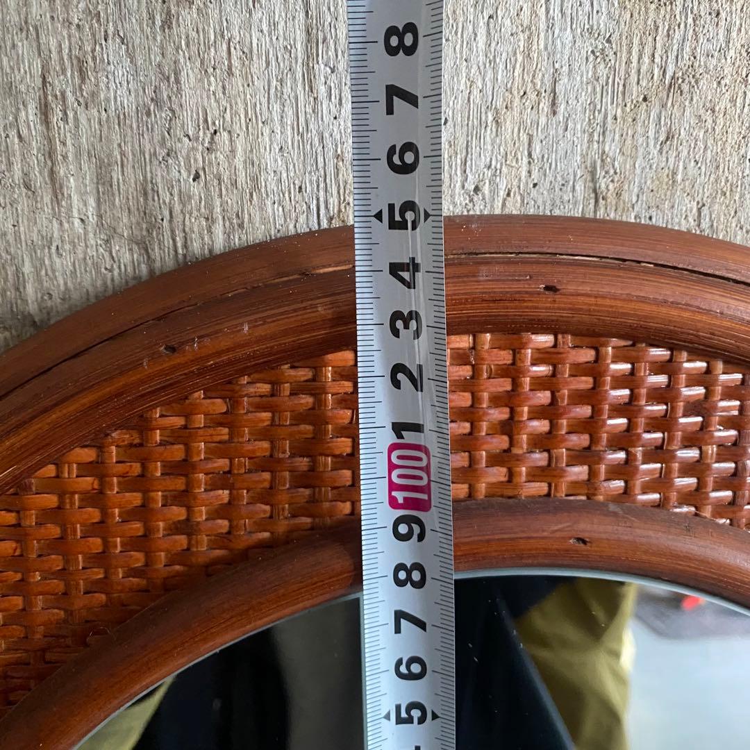 ラタン　籐　ウォールミラー　姿見　ヴィンテージ