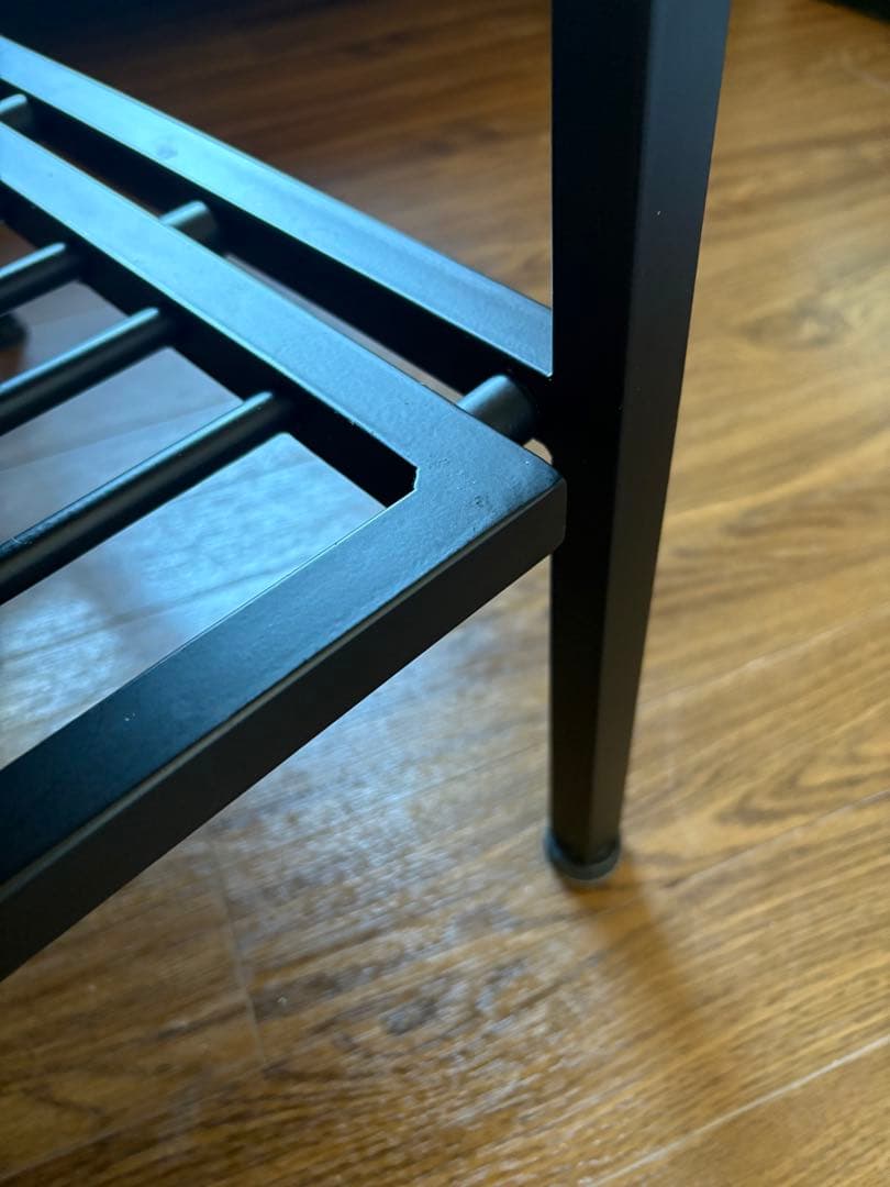 【used】天然木 オイル塗装 ローテーブル 棚付き インダストリアル