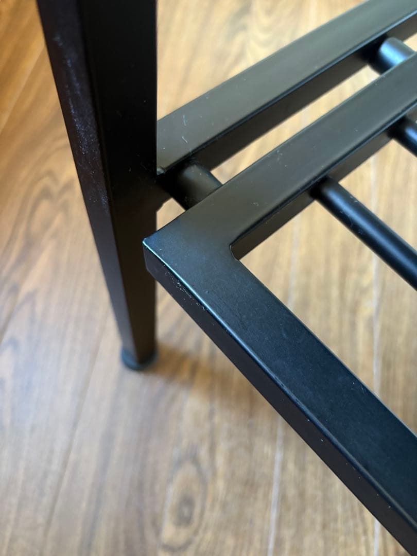 【used】天然木 オイル塗装 ローテーブル 棚付き インダストリアル