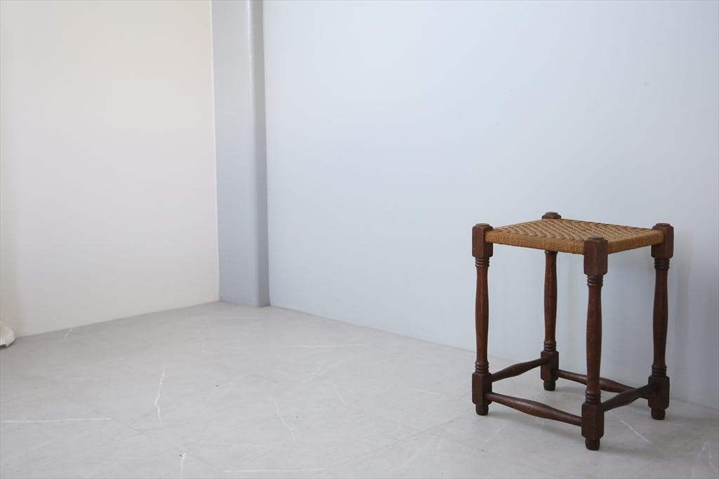 英国アンティーク木製スツール/腰掛けイス/チェア/ロープトップ(85-207)