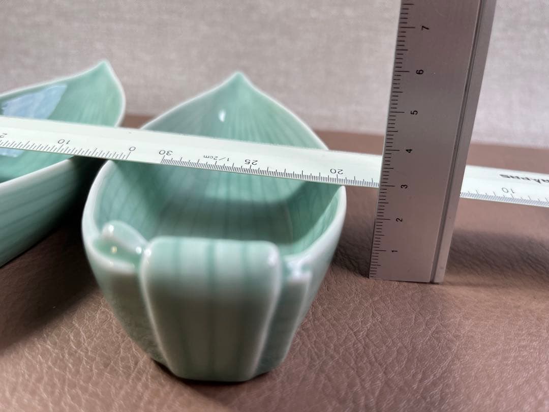 深川製磁　百年庵　笹青磁　笹舟取皿揃