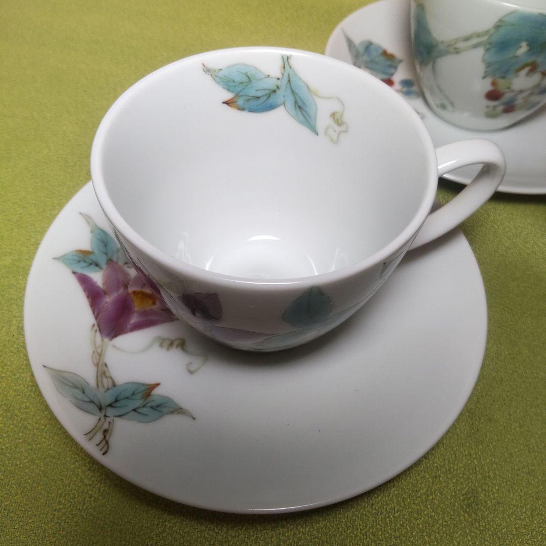 九谷焼 平野由佳 伝統工芸士 由佳 花 カップ&ソーサー 2客 レア 木箱