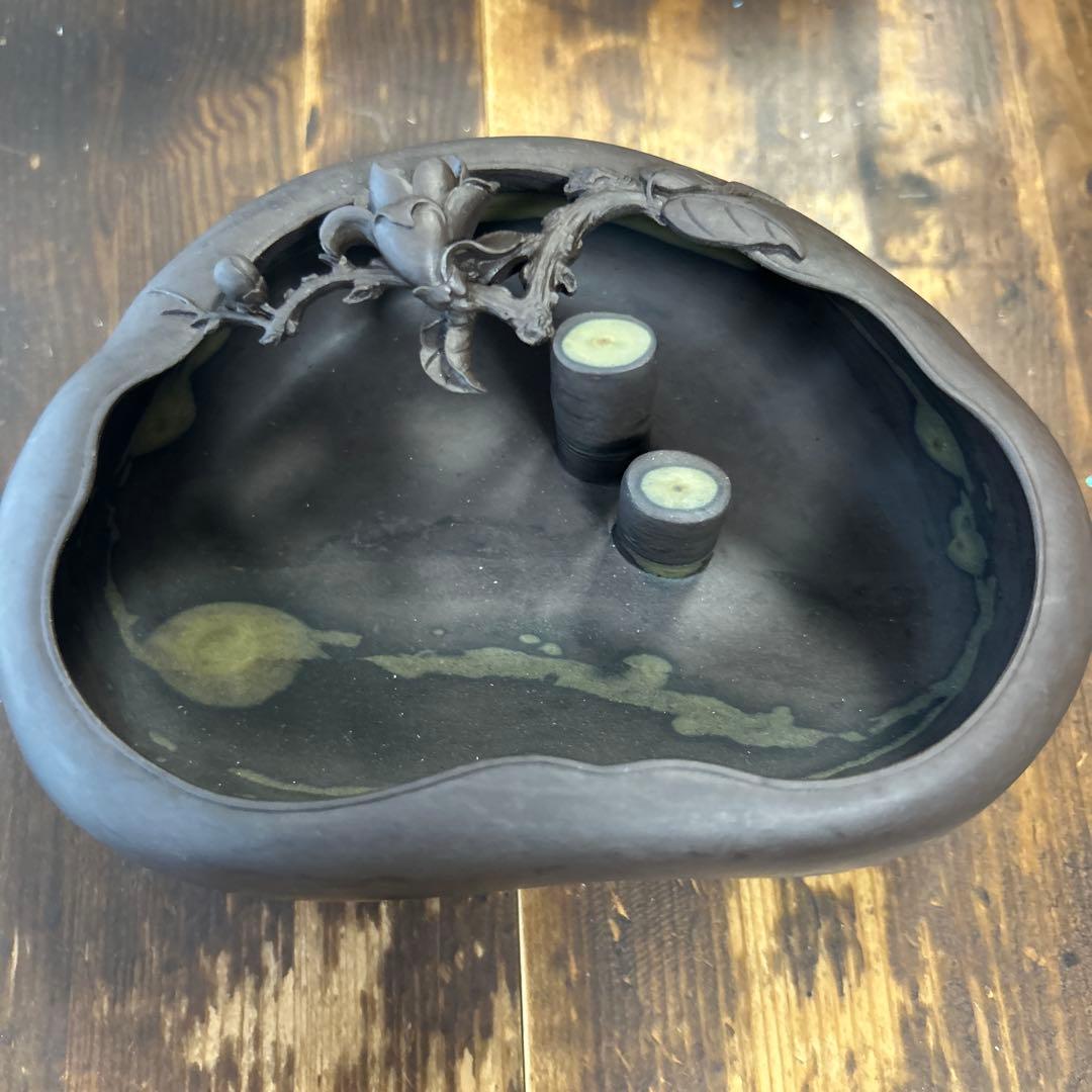 書道 硯 梅花坑水盂椿型 美術品 芸術品 骨董品 工芸品