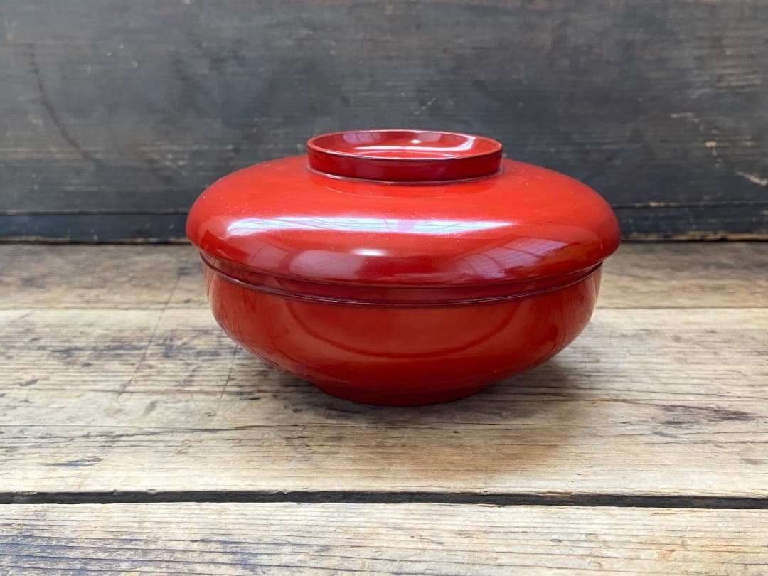 傷あり◎能登蔵出し 輪島塗 朱漆 平椀 5客 / 漆器椀 懐石椀 煮物椀