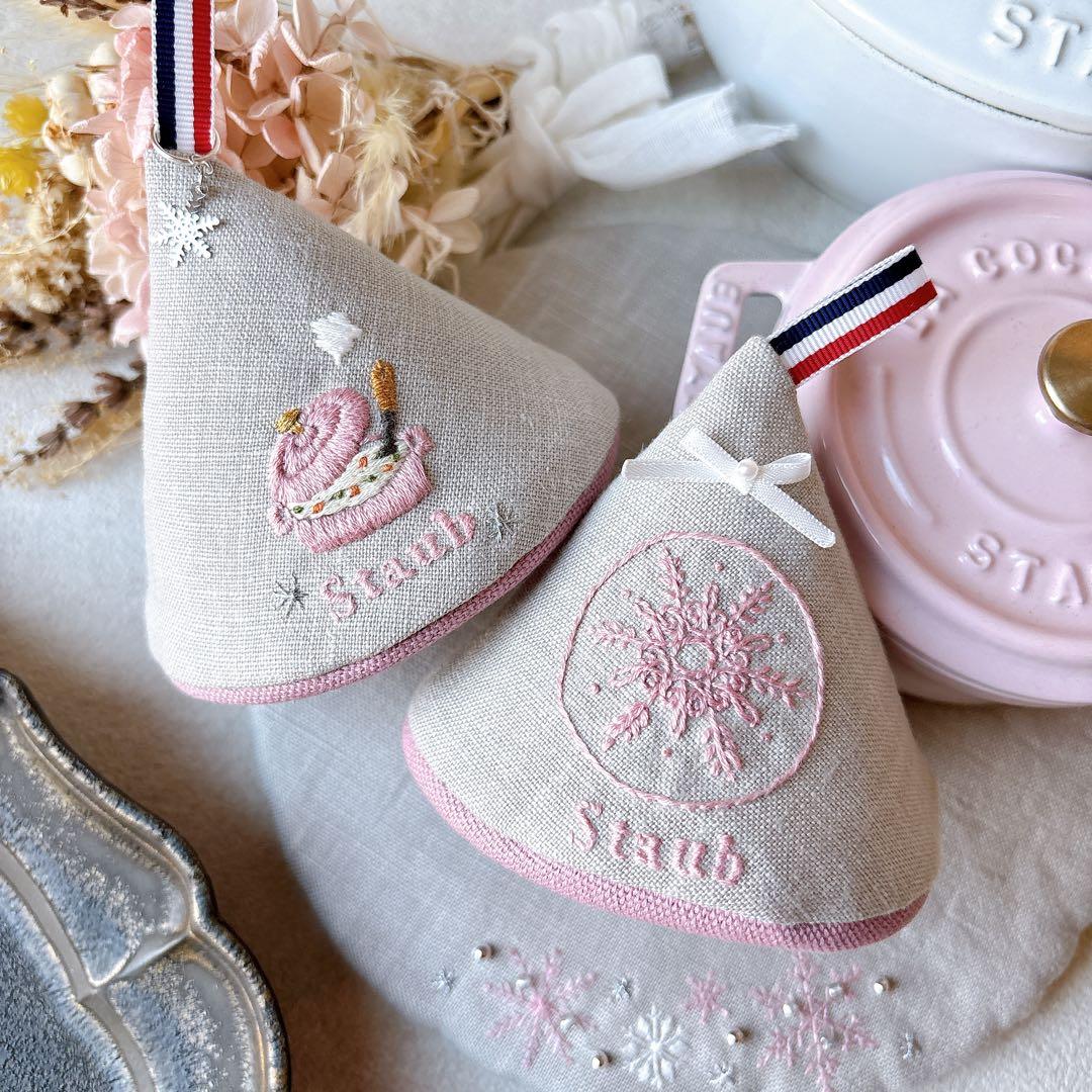 【Y⁎】スノーフレーク　ストウブ　鍋つかみ　鍋敷き　雪の結晶【オーダー分】