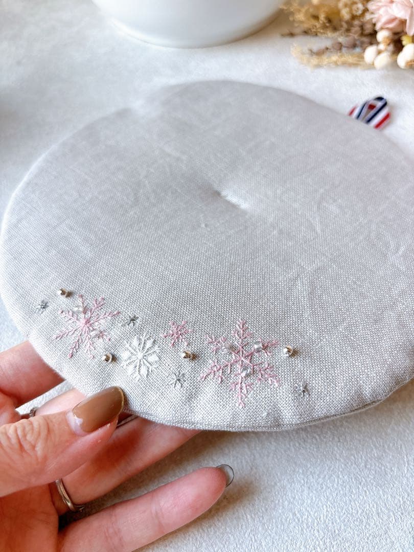 【Y⁎】スノーフレーク　ストウブ　鍋つかみ　鍋敷き　雪の結晶【オーダー分】