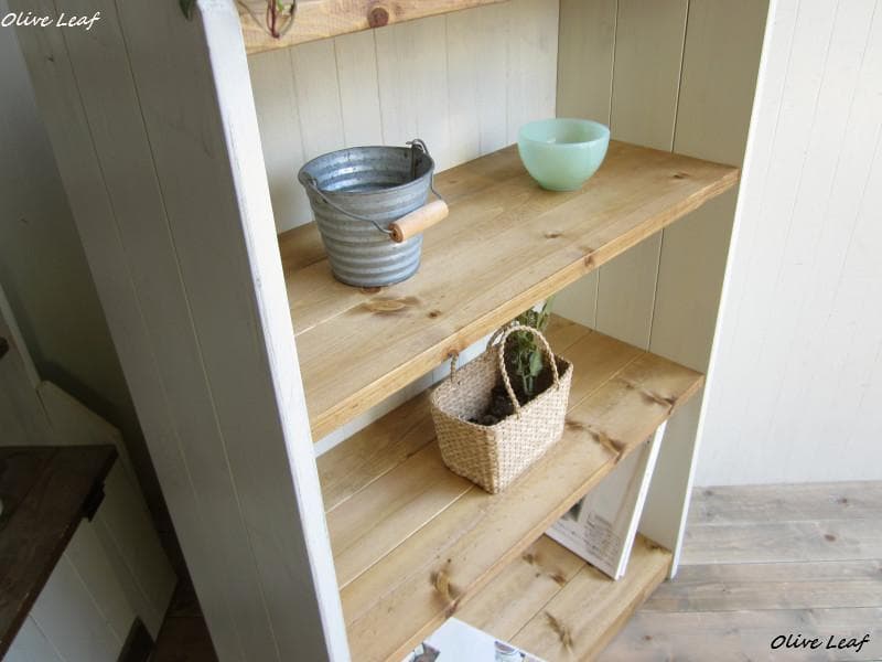 サイズ、デザインオーダー可！４段キャビネットラック●シャビーホワイト●受注製作