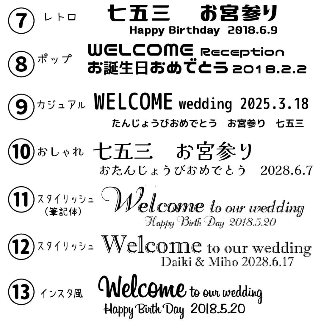 文字 フォント サンプルページ とむぅフォト ウェルカムボード 命名書