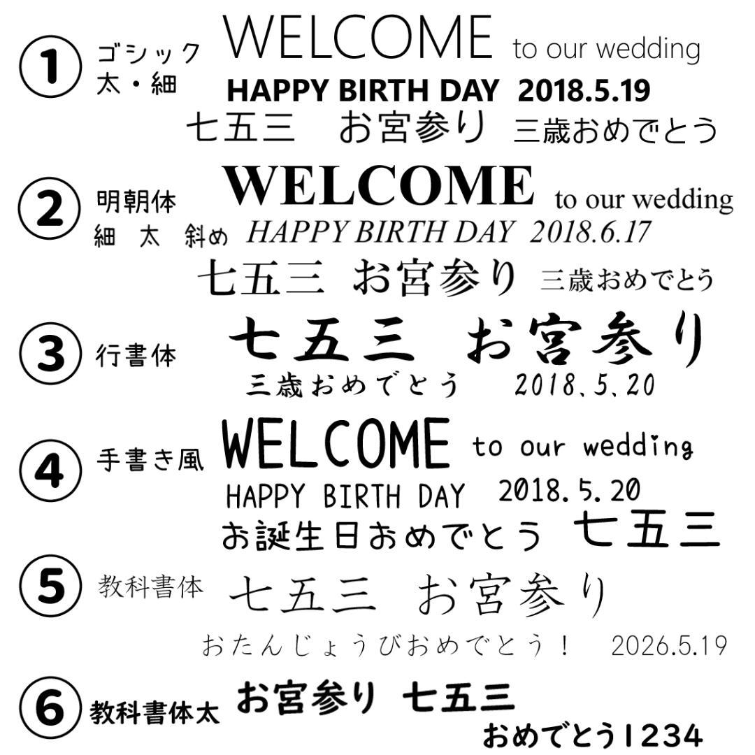 文字 フォント サンプルページ とむぅフォト ウェルカムボード 命名書