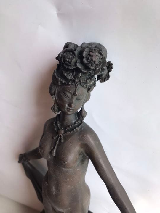 古美術品，極細工，人形擺件，高29cm，重約2500克