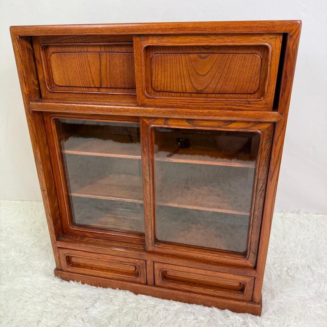 【高級】茶箪笥 欅 昭和レトロ 茶棚 和家具 収納家具 飾り棚　822-6