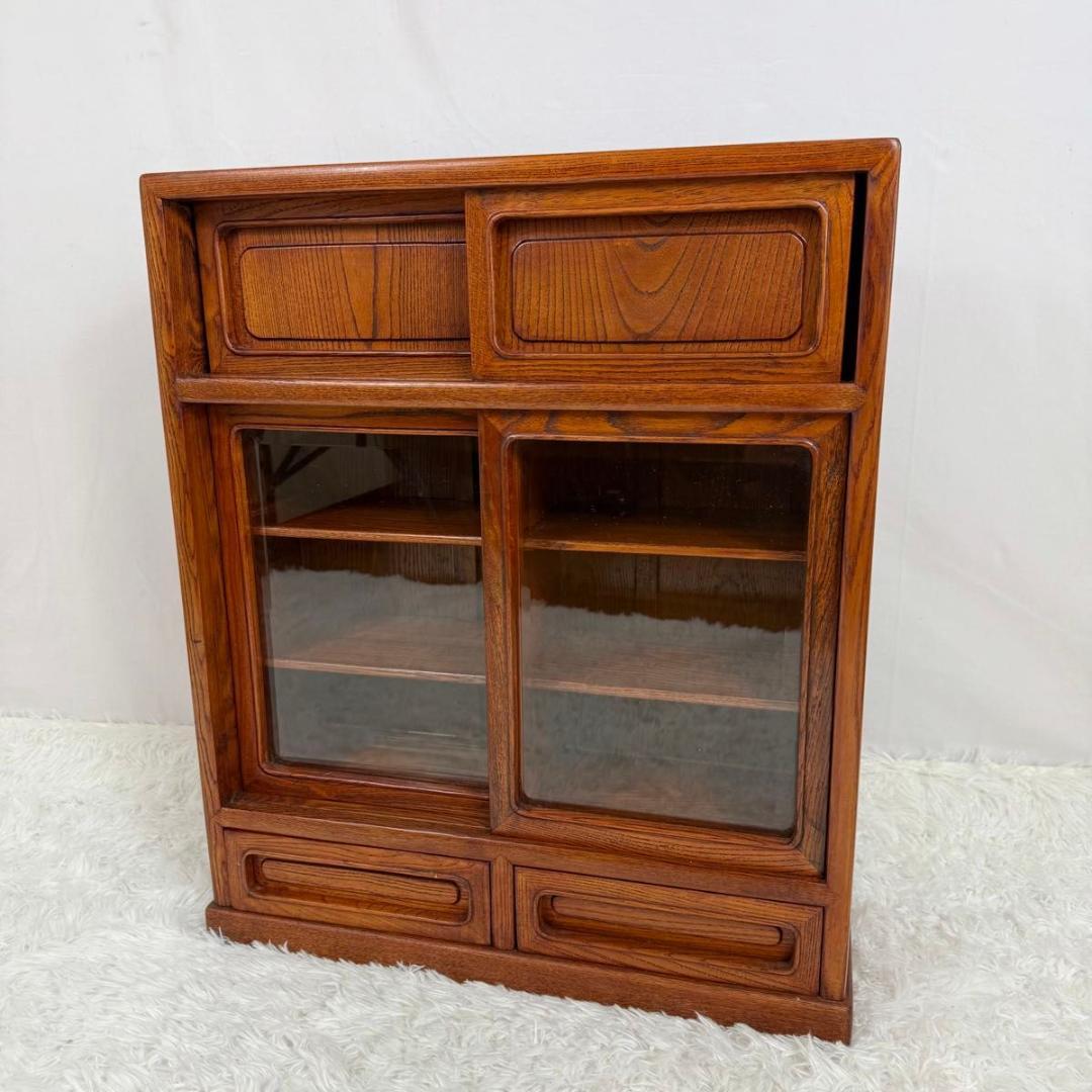 【高級】茶箪笥 欅 昭和レトロ 茶棚 和家具 収納家具 飾り棚　822-6