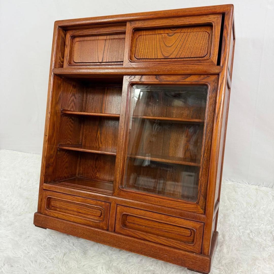 【高級】茶箪笥 欅 昭和レトロ 茶棚 和家具 収納家具 飾り棚　822-6