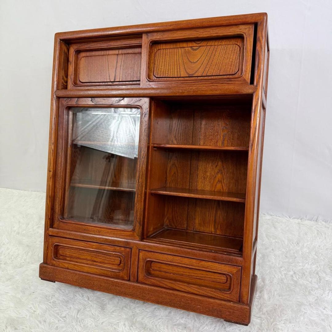 【高級】茶箪笥 欅 昭和レトロ 茶棚 和家具 収納家具 飾り棚　822-6