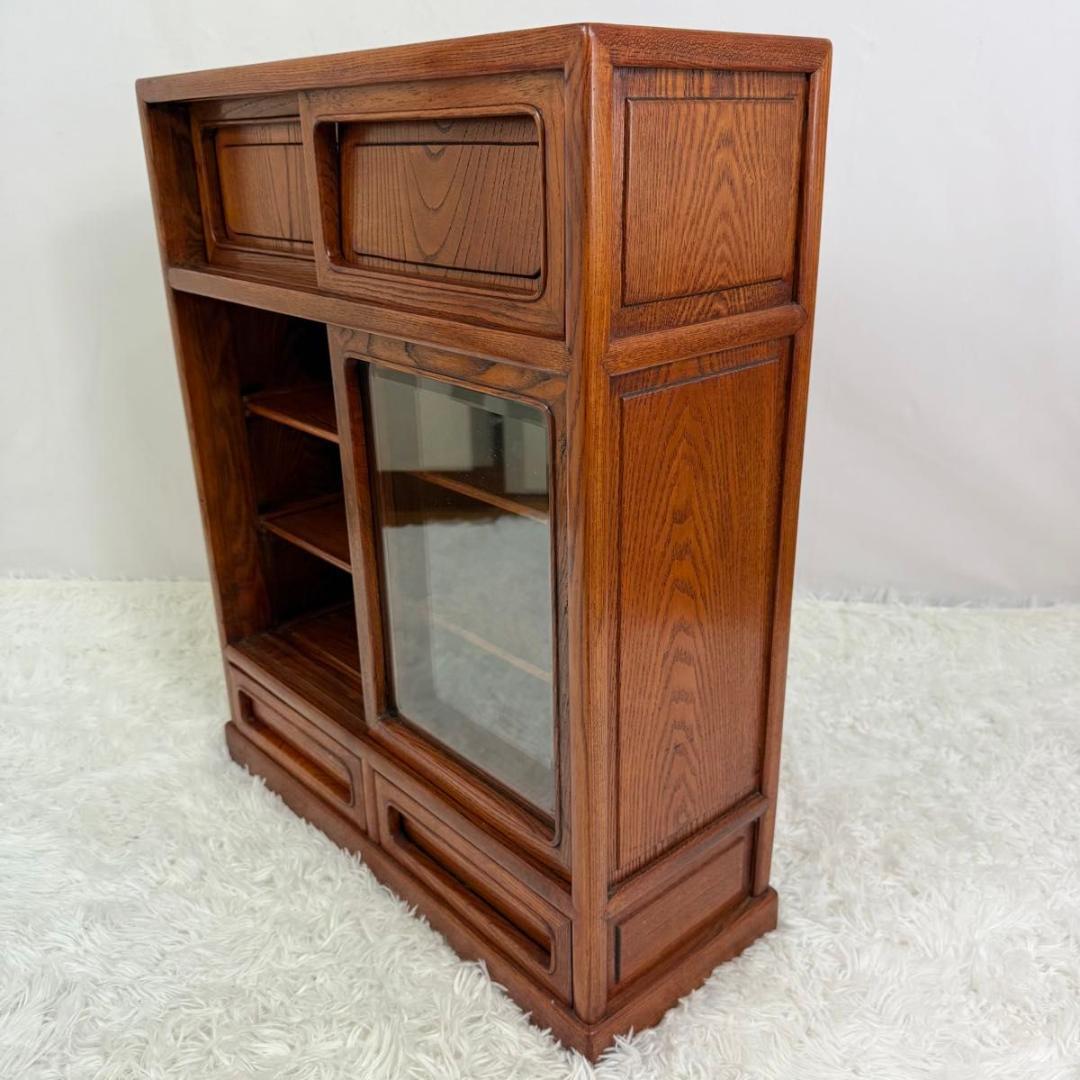【高級】茶箪笥 欅 昭和レトロ 茶棚 和家具 収納家具 飾り棚　822-6